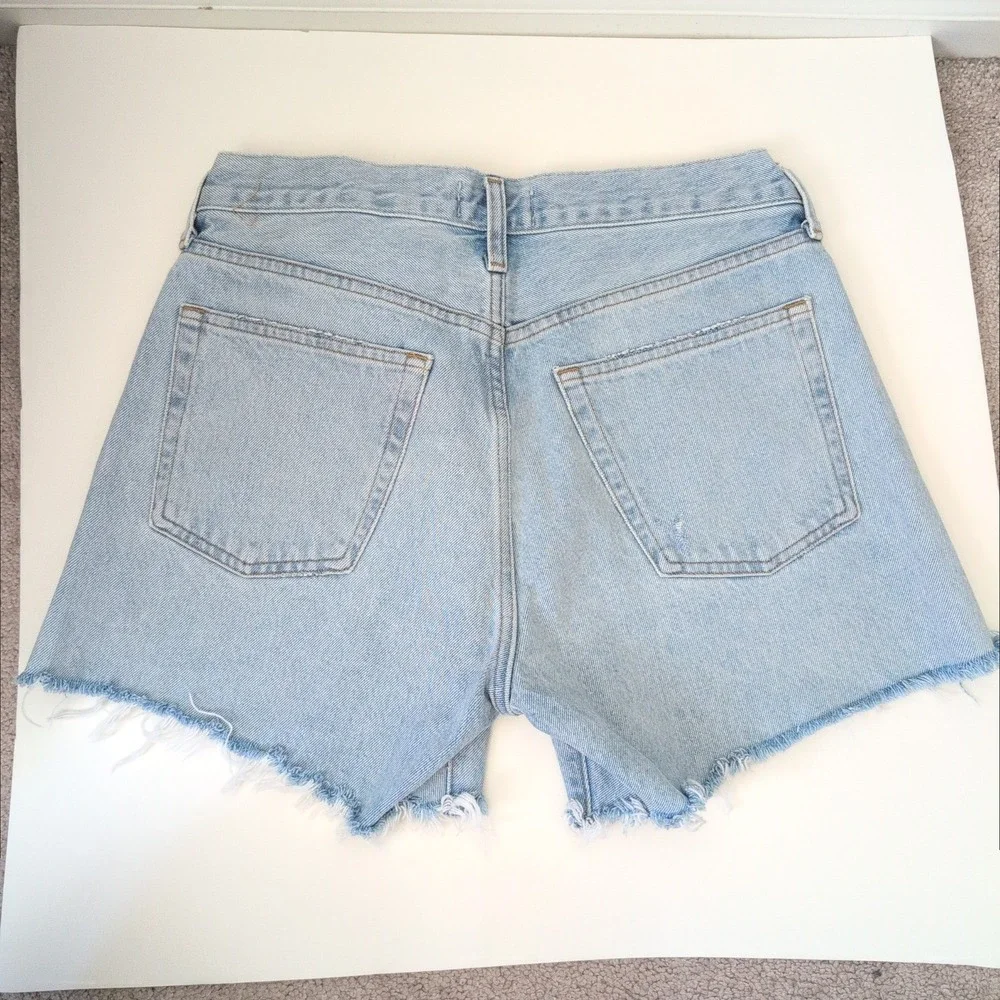 AGOLDE Parker Long High Rise Light Wash Denim Shorts 28 A9030-1141 Cutoffs